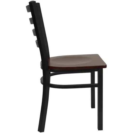 Emma and Oliver 2 Pack Ladder Back Metal Restaurant Chair Mahogany/BlackMetal {4}
