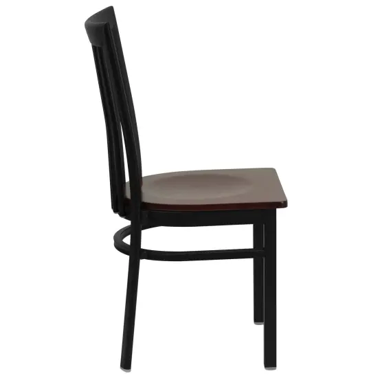 Emma and Oliver School House Back Metal Restaurant Dining Chair Mahogany/BlackMetal {4}