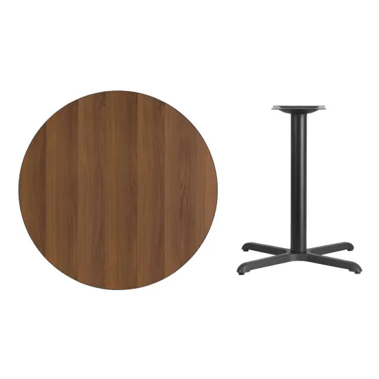 Emma and Oliver 36" Round Laminate Table Top with 30"x30" Table Height Base Mahogany {6}