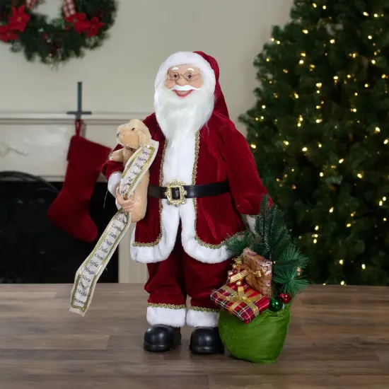 Northlight 2' Standing Santa Christmas Figure with Presents and a Naughty or Nice List Red {3}