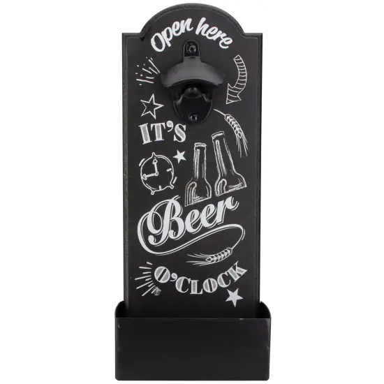 Koopman International 14.5" Black and White 'Beer O'Clock' Bottle Opener with Storage Bin {1}