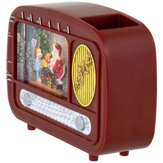 Northlight LED Lighted "Santa Sighting" Retro Radio Christmas Snow Globe - 8.75" Brown {5}