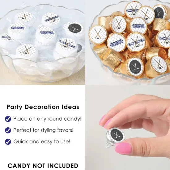 Big Dot of Happiness Shoots & Scores! - Hockey - Baby Shower or Birthday Party Small Round Candy Stickers - Party Favor Labels - 324 Count {6}