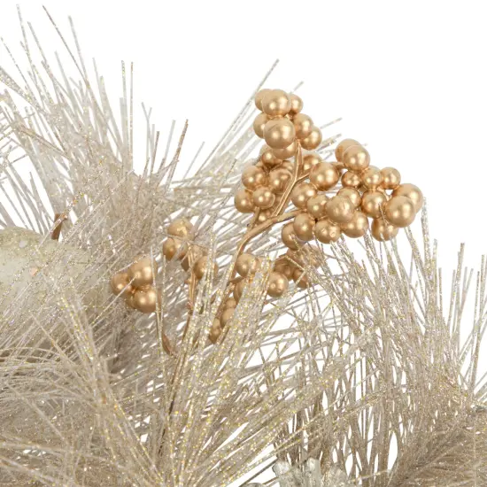 Northlight 24" Champagne Gold Apple and Pine Needle Artificial Christmas Wreath - Unlit {3}
