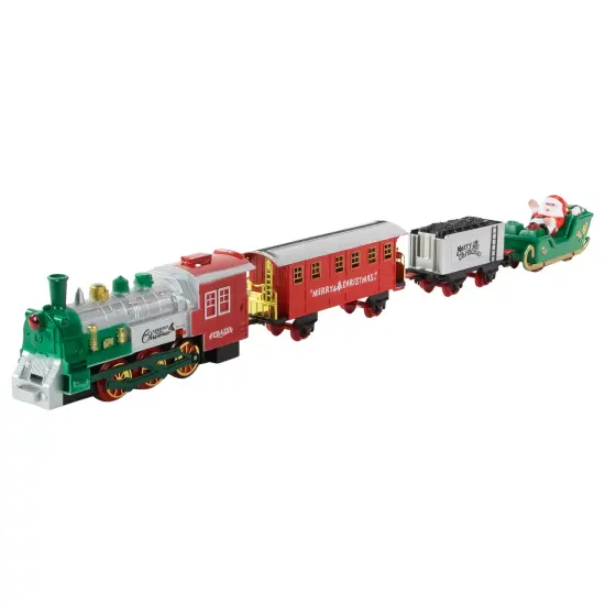 Northlight 36 Pc Battery Operated Lighted and Animated Train Set with Raised Track and Sound Red {3}