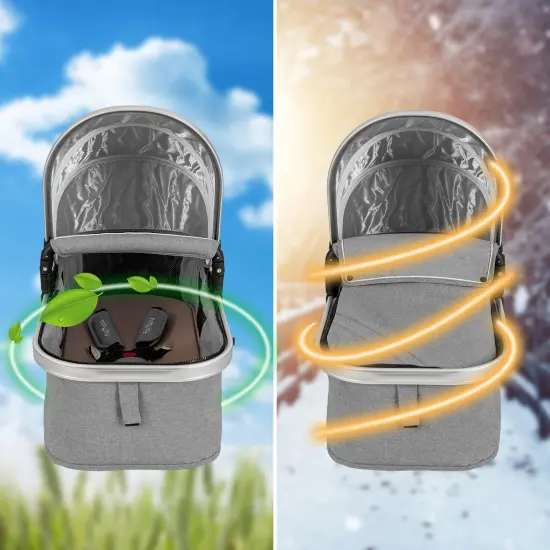 Babyjoy Folding Aluminum Infant Baby Stroller Kids Carriage Pushchair W/ Diaper Bag Gray/Blue/Khaki {4}