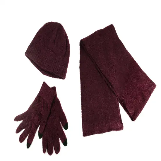Christmas Central Women's Plum Burgundy Aloe Vera Plush Winter Beanie Hat - One Size Red {3}