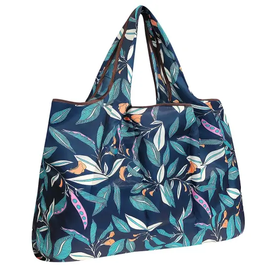 Wrapables Large Foldable Tote Nylon Reusable Grocery Bag Foliage {1}