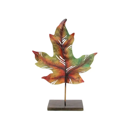 Roman 14" Green and Brown Autumn Maple Leaf Votive Candle Holder {1}