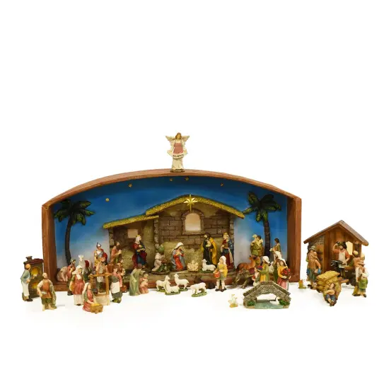 Northlight Christmas Nativity Village Set with Holy Family - 52-Piece Brown {1}