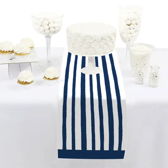 Big Dot of Happiness Navy Stripes - Petite Simple Party Paper Table Runner - 12 x 60 inches {3}