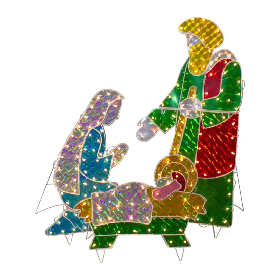 Northlight 3-Piece Lighted Holographic Christmas Nativity Set Outdoor Decoration - Clear Lights Multi {1}