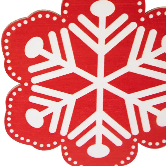Northlight Wooden Snowflake Cutout Christmas Ornament - 6" - Red and White {5}