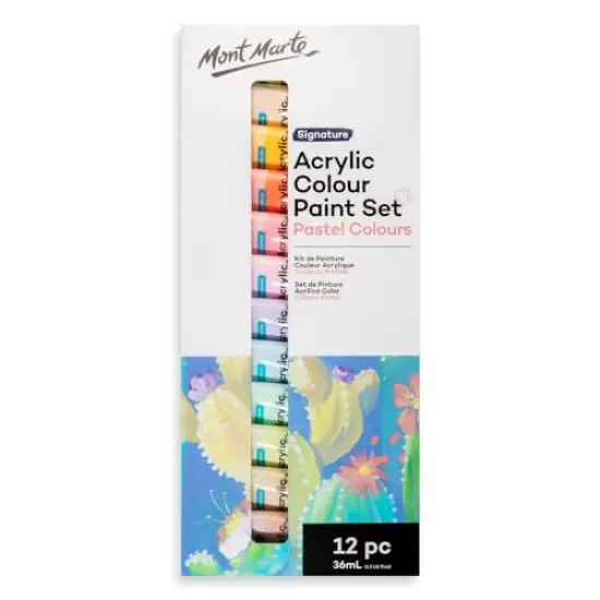 12 Pieces Acrylic Colour Pastel Paint Set Signature 36ml (1.2 US fl.oz), Creamy Pastel Acrylic Paint Set, Good Coverage, Semi-Matte Finish, Ideal For Most Art and Craft Surfaces. {3}