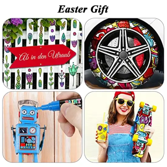 12 Colors Paint Pen Paint Markers, Oil-Based Waterproof Marker Pens, Permanent Fabric Paint Quick Dry Marker for Metal, Egg, Tire, Rock, Wood, Canvas, Plastic, Glass, Engineer, DIY Craft {4}