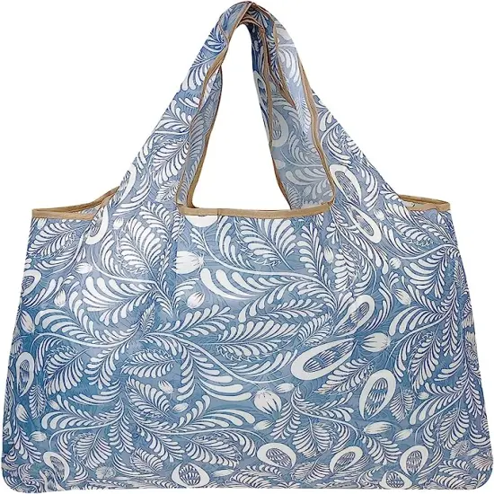 Wrapables Large Foldable Tote Nylon Reusable Grocery Bags, 5 Pack Carefree Paradise {5}