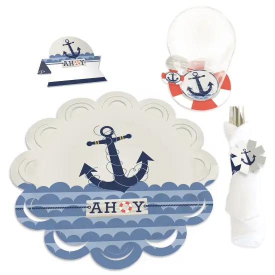 Big Dot of Happiness Ahoy - Nautical - Baby Shower or Birthday Party Paper Charger & Table Decorations Chargerific Kit for 8 {1}