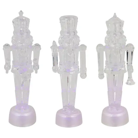 Northlight LED Lighted Icy Crystal Nutcracker Christmas Figures - 7.5" - Multicolor Lights -Set of 3 Clear {1}