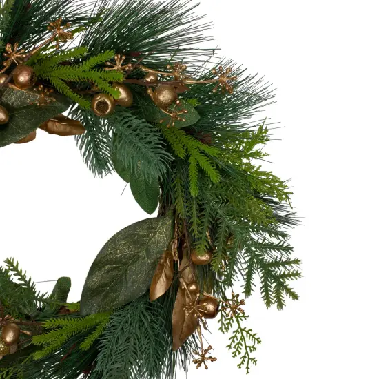 Northlight Leaves, Berry and Cedar Artificial Christmas Wreath - 20-Inch, Unlit Green {5}
