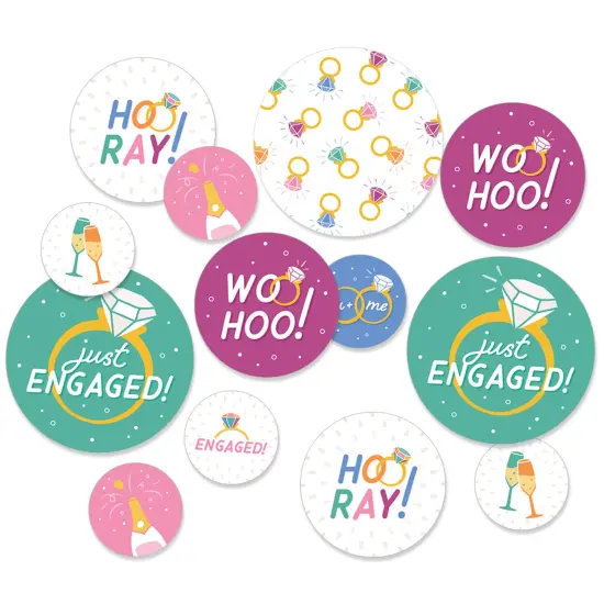 Big Dot of Happiness Just Engaged - Colorful - Engagement Party Giant Circle Confetti - Party Decorations - Large Confetti 27 Count {1}