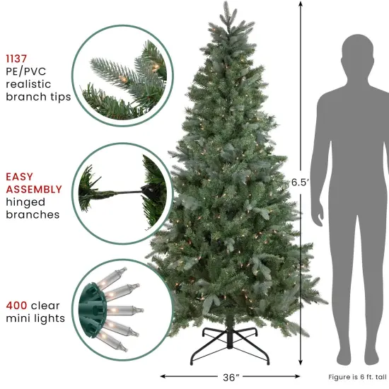 Northlight Real Touch&trade; Pre-Lit Slim Granville Fraser Fir Artificial Christmas Tree - 6.5' - Clear Lights Green {7}