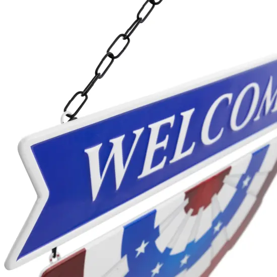 Northlight Americana "Welcome" Metal Wall Sign with Bunting - 19.5" Blue {6}