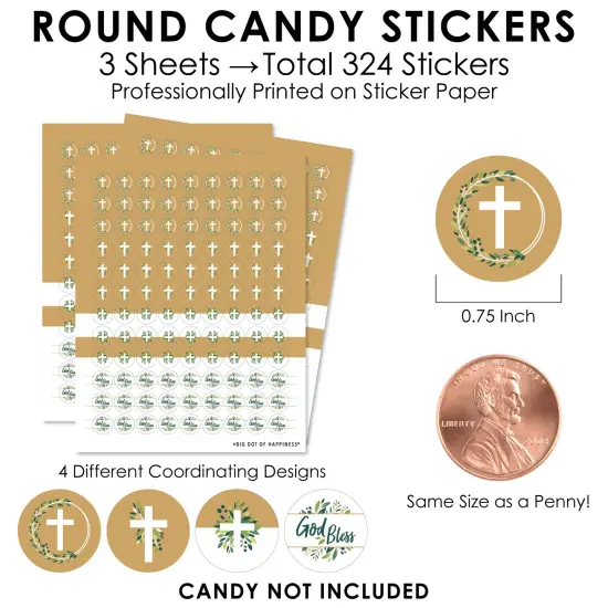 Big Dot of Happiness Elegant Cross - Religious Party Small Round Candy Stickers - Party Favor Labels - 324 Count {4}