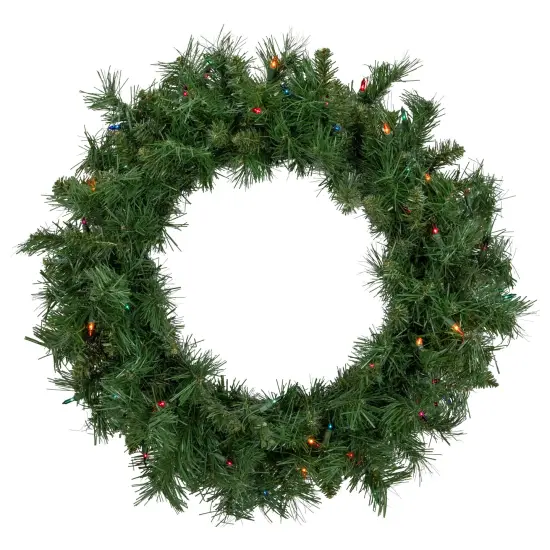 Northlight Pre-lit Chatham Pine Artificial Christmas Wreath, 24-Inch, Multi-Color Lights Green {1}
