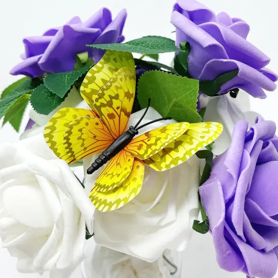 Wrapables 3D Double Wings Butterfly Decorative Wall Decor Stickers, Decals for Bedroom (24 pcs) Yellow {4}