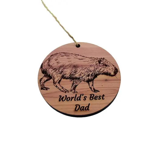Worlds Best Dad Capybara - Cedar Ornament {1}
