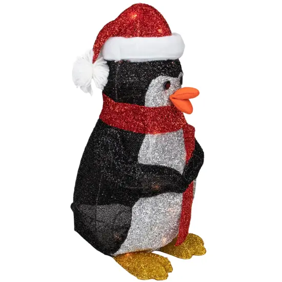 Northlight 19.5" White and Red Lighted Penguin with Santa Hat Outdoor Christmas Decoration {6}