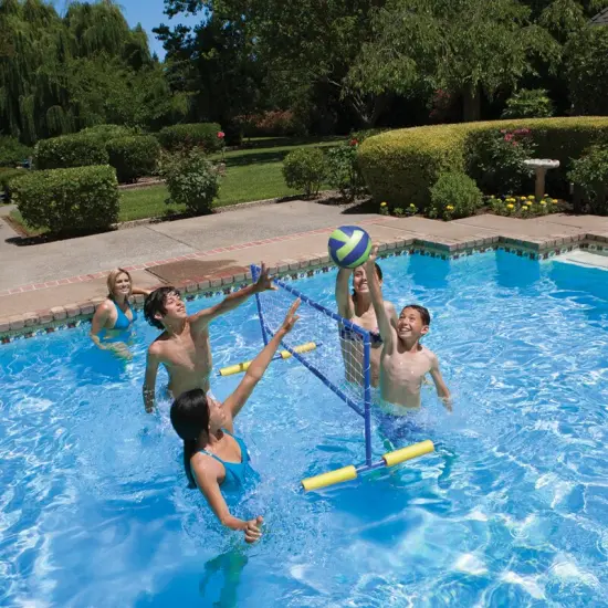 Swim Central 70" Blue and Yellow Super Water or Swimming Pool Volleyball Net and Ball {3}