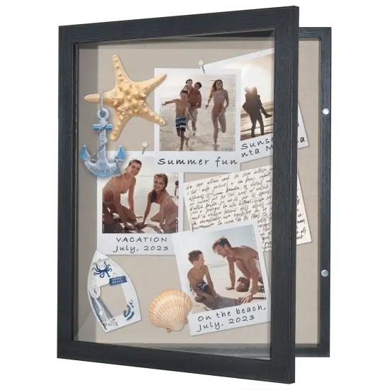 Americanflat Front Loading Shadow Box Frame - 1.5 Interior Depth for Memorabilia - Display Case for Keepsakes - Magnetic Closure - Includes Pins to Secure Items - Hanging Hardware {1}