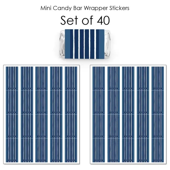 Big Dot of Happiness Navy Stripes - Mini Candy Bar Wrapper Stickers - Simple Party Small Favors - 40 Count {4}