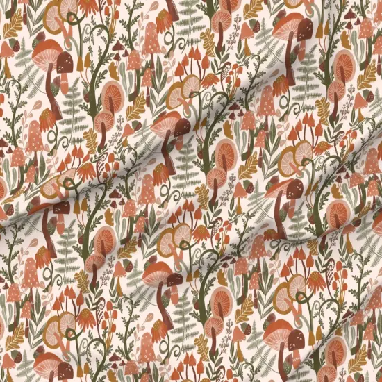 Various Fabrics by the Yard or Fat Quarter Woodland Neutral Nursery Earth Tones Mushrooms Toadstools Terracotta Custom Printed Fabric by Spoonflower {6}