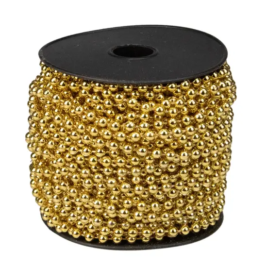 Northlight Metallic Beaded Commercial Christmas Garland - 66' x .15" - Gold - Unlit {3}