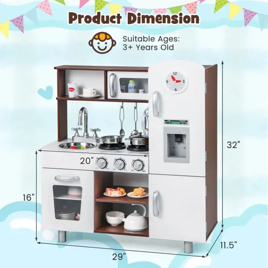 Costway Kids Kitchen Playset Pretend Play Kitchen Toy with Realistic Sounds & Lights {3}
