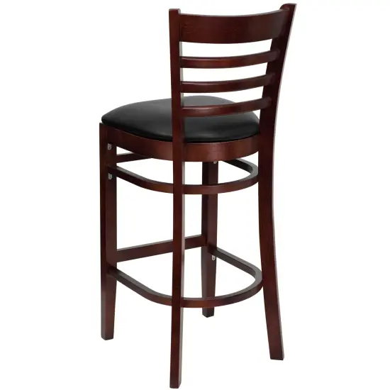 Emma and Oliver Bar Stools |&nbsp;Set of 2 Wood Bar Stools with Back BlackVYL/Mahogany {4}