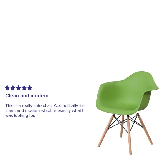 Merrick Lane Alda Series Polypropylene Accent Chair with Gently Curved Arms and Metal Braced Wooden Legs Green {5}