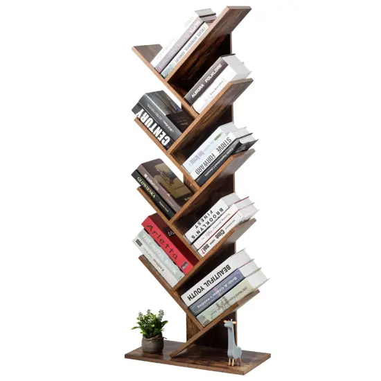 Costway Tree Bookshelf 8-Tier Bookcase Free Standing Book Rack Display Stand {5}