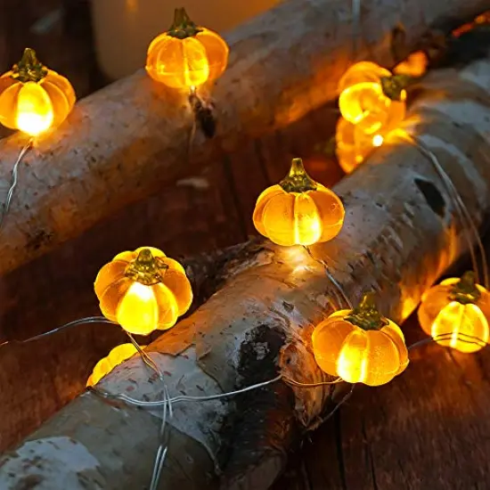 Halloween Lights 3D Jack-o-Lantern 10ft 30 LEDs Pumpkin String Lights Battery Powered Orange Lights for Halloween Party Indoor Fall Outdoor Harvest Thanksgiving Decorations {2}