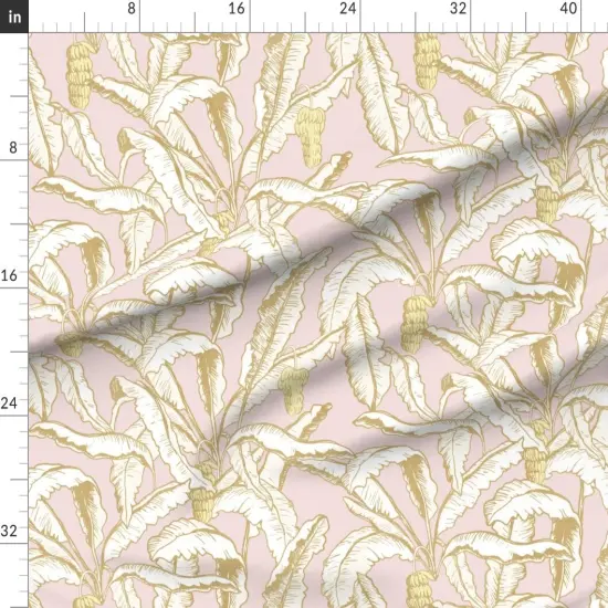 Various Fabrics by the Yard or Fat Quarter Banana Leaf Pastel Pink Yellow Feminine Cheerful Playful Delicate Romantic Custom Printed Fabric by Spoonflower {1}