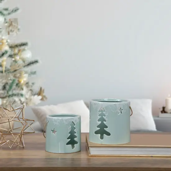 Northlight Pine Tree and Star Cutout Tea Light Christmas Candle Holder - 4.25" - Green {3}