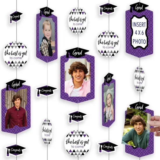 Big Dot of Happiness Purple Graduation Party Vertical Photo Garland 35 Pieces {1}