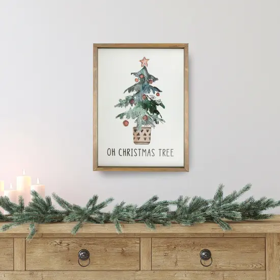Northlight Wooden Framed "Oh Christmas Tree" Wall Art Decoration - 20" White {3}