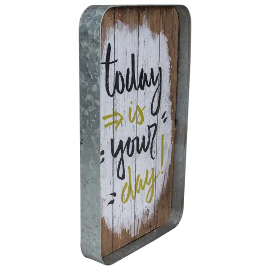 Tii Collections 15.75" Black and Yellow Metal Today is Your Day Hanging Sign Brown {3}