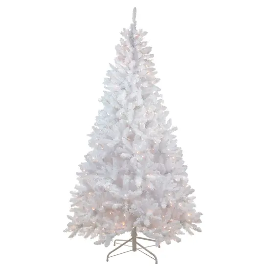 Northlight 6' Pre-Lit Medium Flocked White Pine Artificial Christmas Tree - Clear Lights {1}