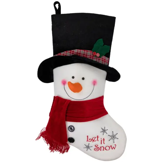 Northlight Embroidered "Let It Snow" Snowman Christmas Stocking - 19" White {3}