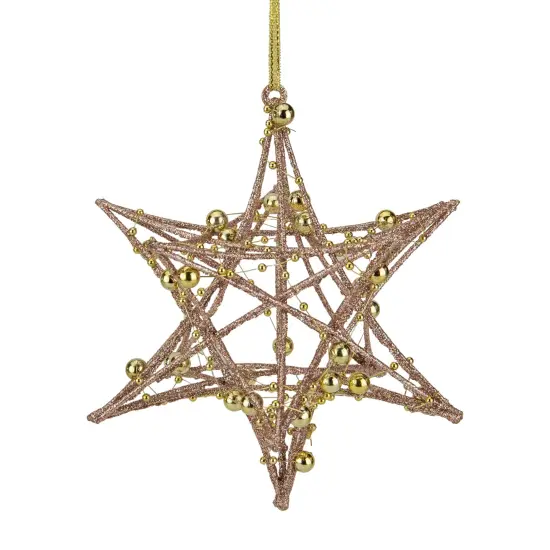 Northlight Starburst 3-D with Glitter and Beads Christmas Ornament - 5" - Rose Gold {1}
