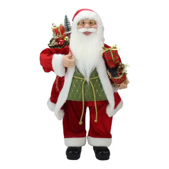 Northlight 24" Red and White Santa Claus with Presents and Drum Christmas Figure {1}